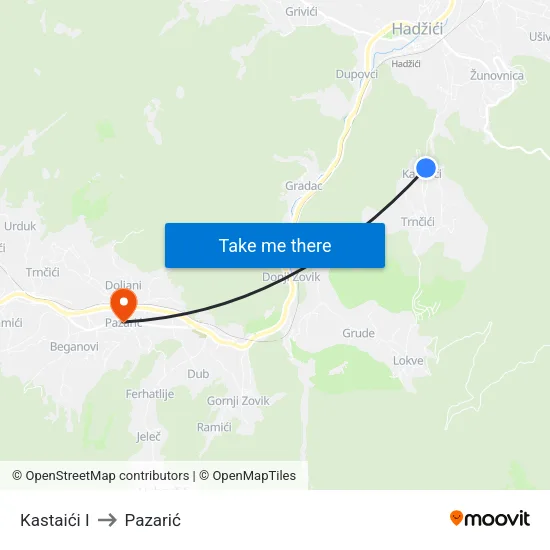 Kastaići I to Pazarić map