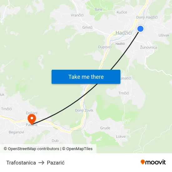 Trafostanica to Pazarić map