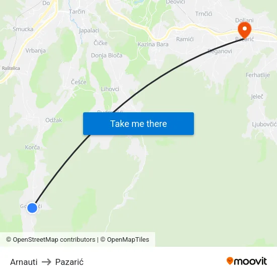 Arnauti to Pazarić map