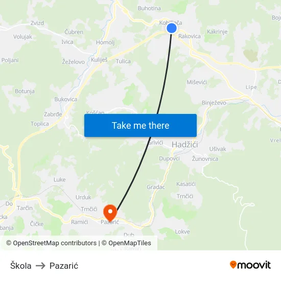 Škola to Pazarić map