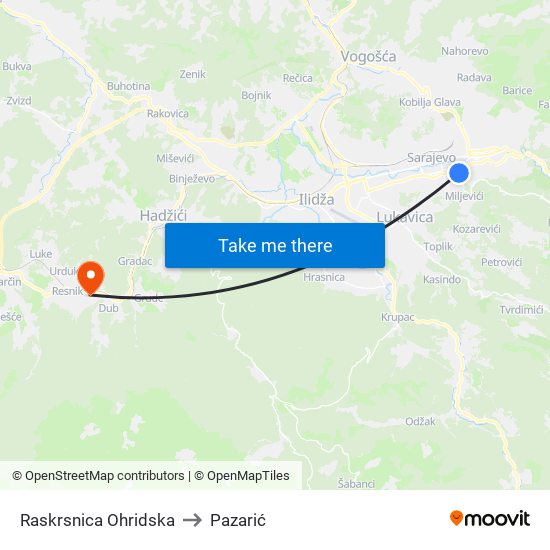 Raskrsnica Ohridska to Pazarić map