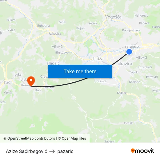 Azize Šaćirbegović to pazaric map