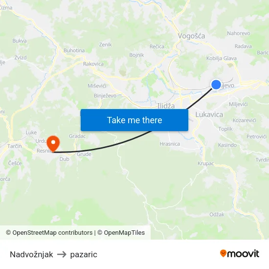 Nadvožnjak to pazaric map