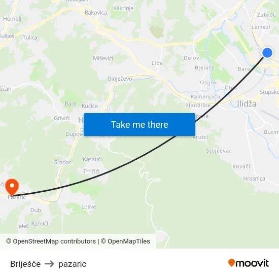 Briješće to pazaric map