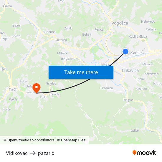 Vidikovac to pazaric map