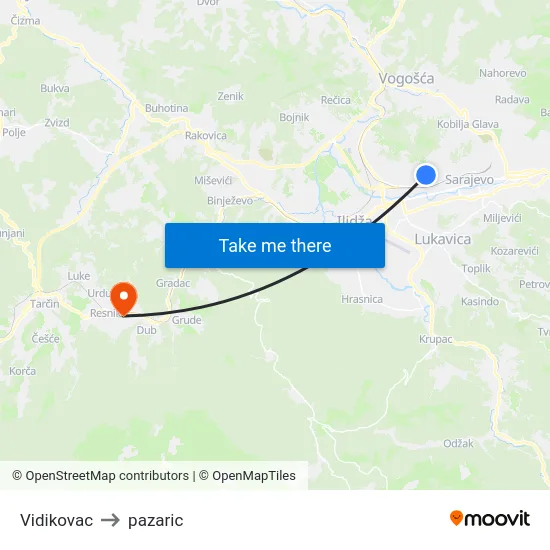 Vidikovac to pazaric map