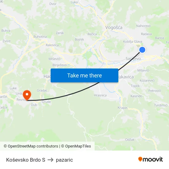 Koševsko Brdo S to pazaric map