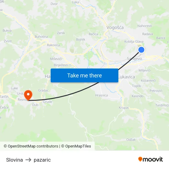 Slovina to pazaric map