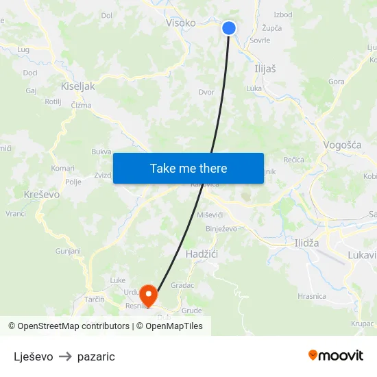 Lješevo to pazaric map
