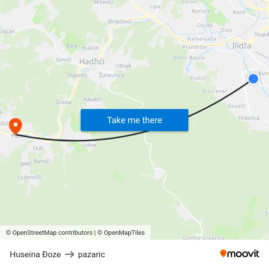 Huseina Đoze to pazaric map