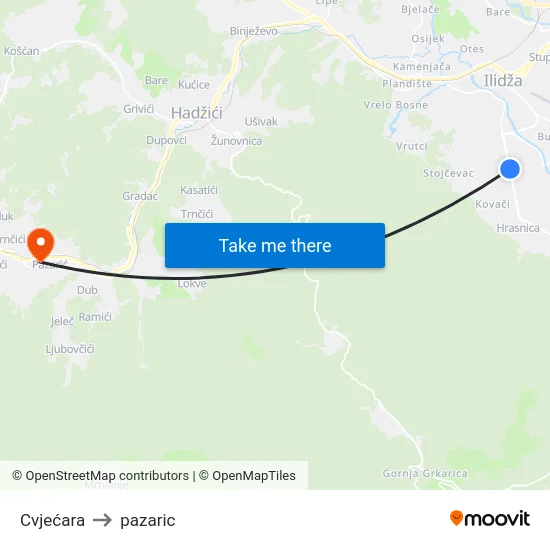 Cvjećara to pazaric map