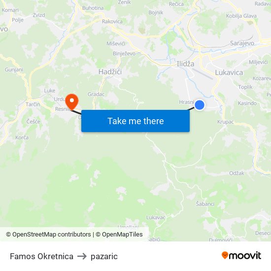 Famos Okretnica to pazaric map