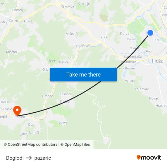 Doglodi to pazaric map