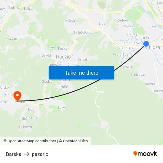 Barska to pazaric map