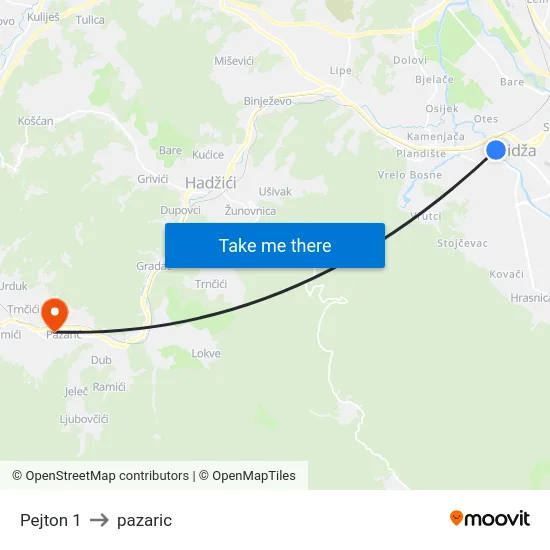 Pejton 1 to pazaric map