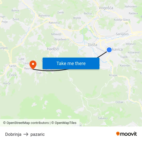 Dobrinja to pazaric map