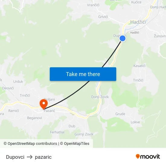Dupovci to pazaric map