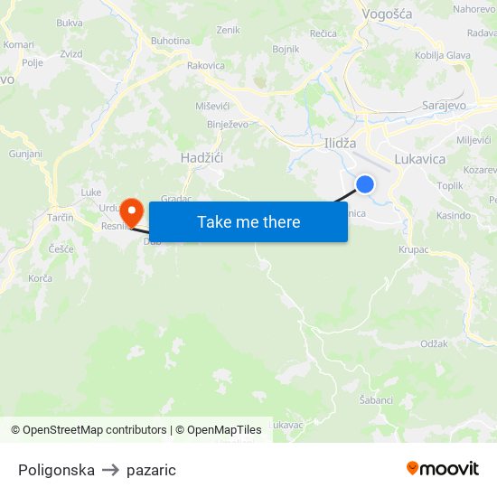 Poligonska to pazaric map