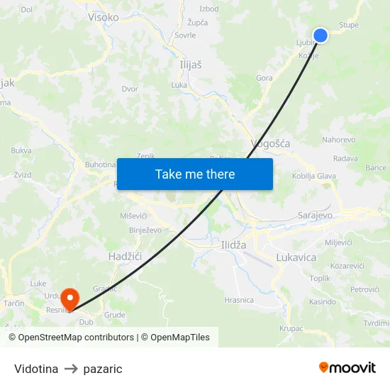 Vidotina to pazaric map