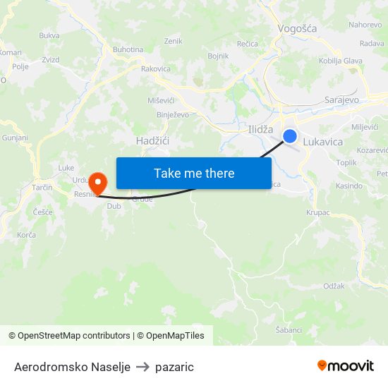 Aerodromsko Naselje to pazaric map