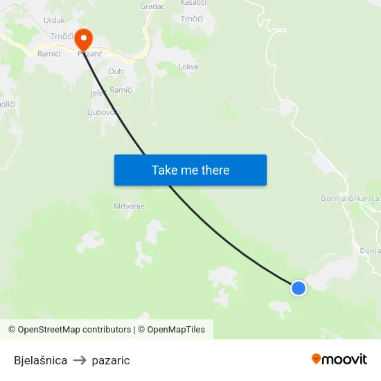 Bjelašnica to pazaric map