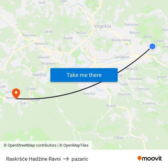 Raskršće Hadžine Ravni to pazaric map