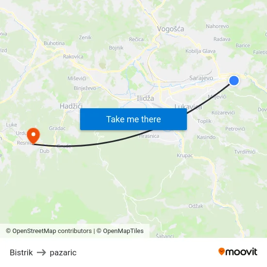 Bistrik to pazaric map
