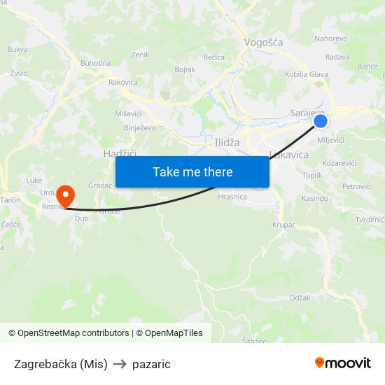 Zagrebačka (Mis) to pazaric map