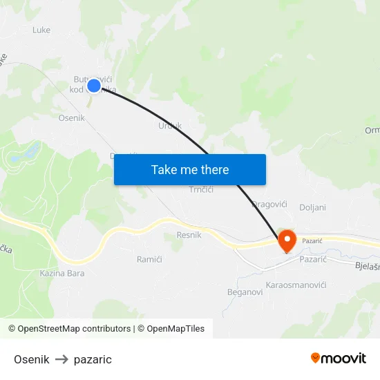 Osenik to pazaric map