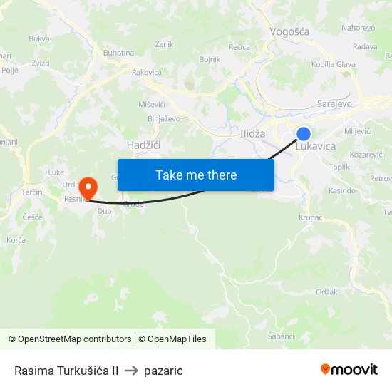 Rasima Turkušića II to pazaric map