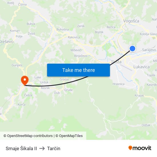 Smaje Šikala II to Tarčin map