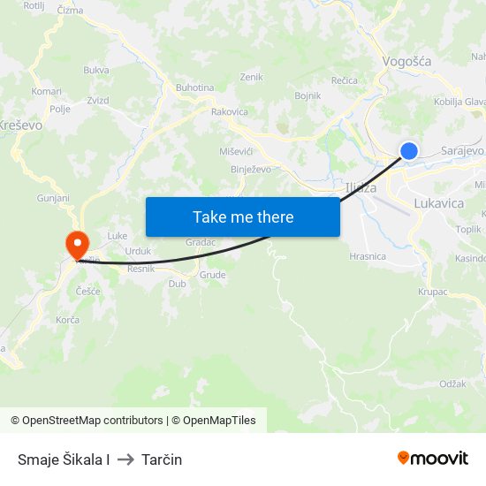 Smaje Šikala I to Tarčin map