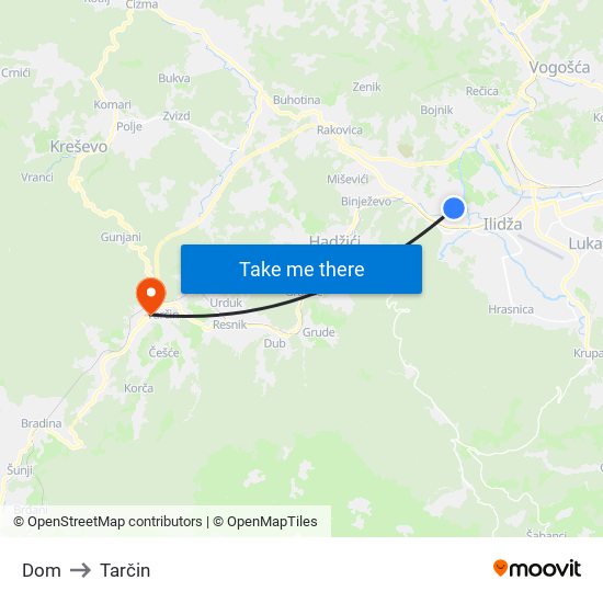 Dom to Tarčin map