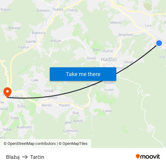 Blažuj to Tarčin map