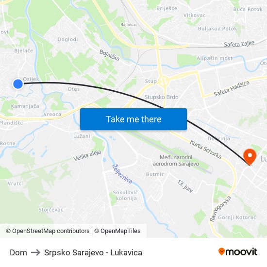 Dom to Srpsko Sarajevo - Lukavica map