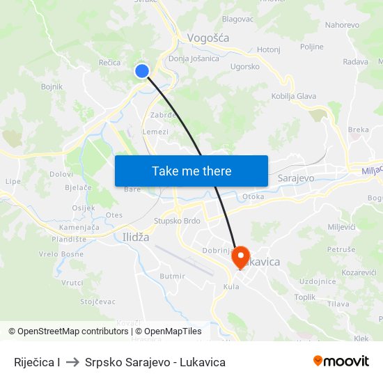 Riječica I to Srpsko Sarajevo - Lukavica map