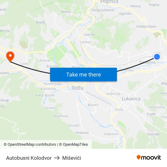 Autobusni Kolodvor to Miševići map