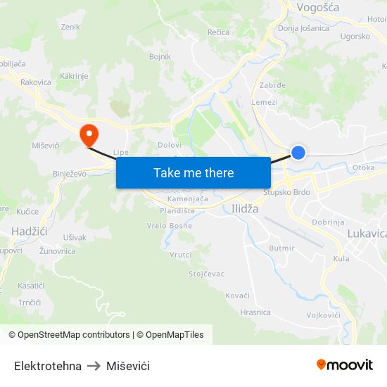 Elektrotehna to Miševići map