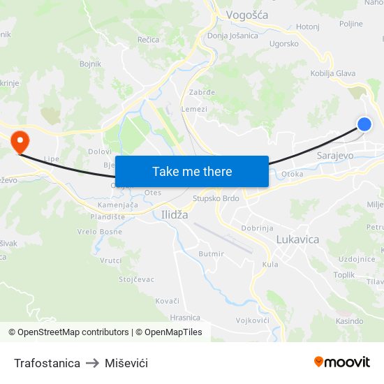 Trafostanica to Miševići map