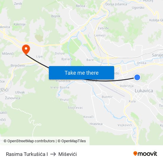 Rasima Turkušića I to Miševići map