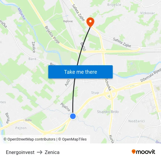 Energoinvest to Zenica map