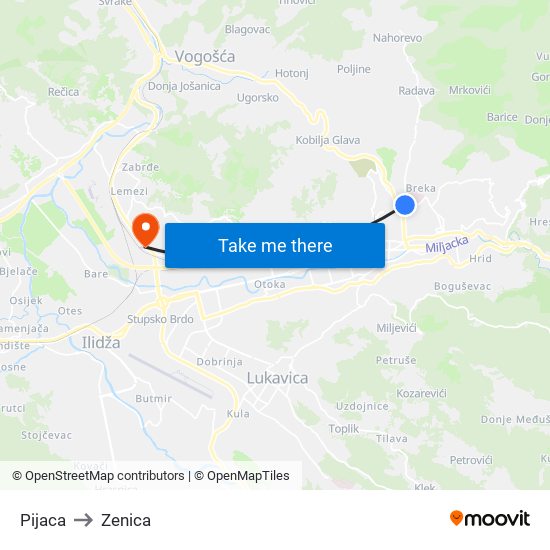 Pijaca to Zenica map