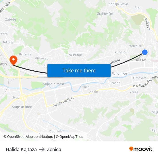 Halida Kajtaza to Zenica map