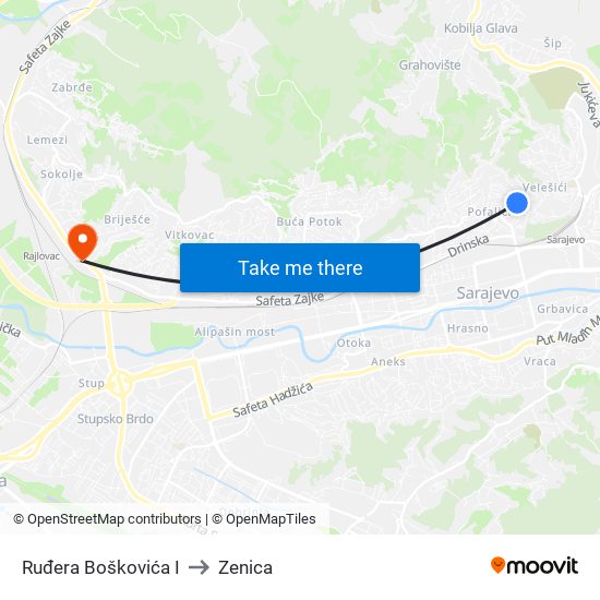 Ruđera Boškovića I to Zenica map