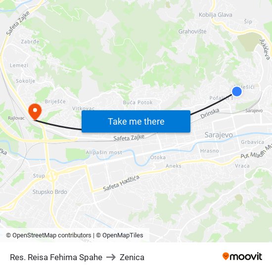 Res. Reisa Fehima Spahe to Zenica map