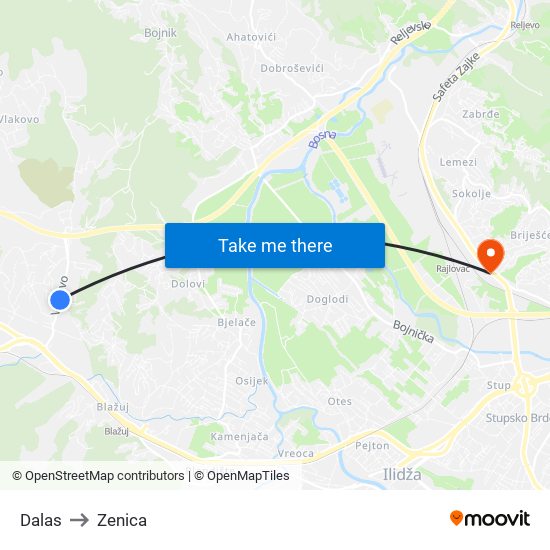 Dalas to Zenica map