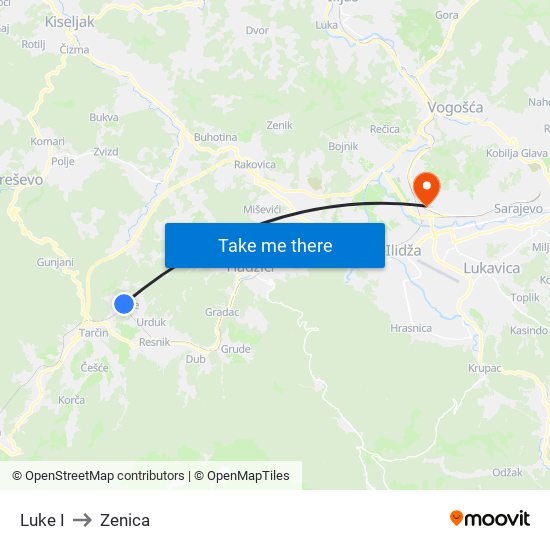 Luke I to Zenica map