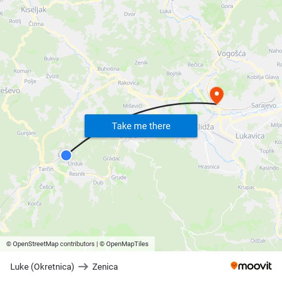Luke (Okretnica) to Zenica map
