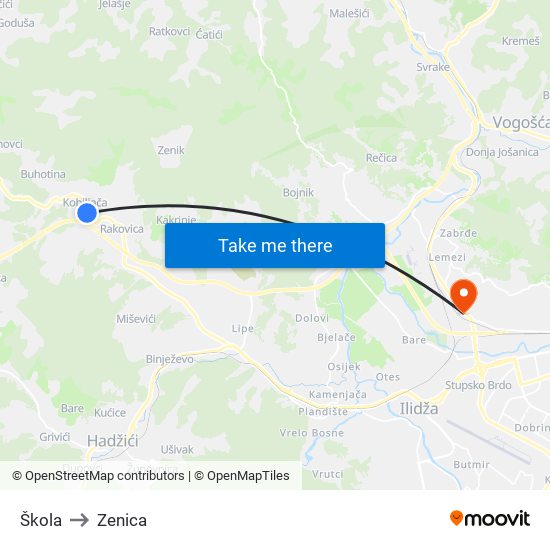 Škola to Zenica map