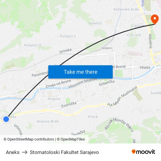 Aneks to Stomatoloski Fakultet Sarajevo map